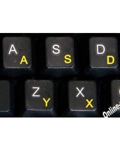 Swiss French German Keyboard Stickers Transparent Background Yellow Letters for Any Laptop Computer PC Desktop Notebook