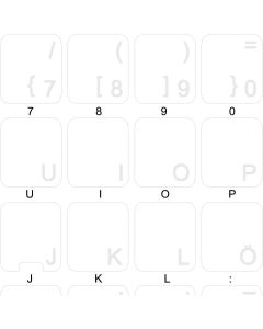 German Keyboard Labels with White Lettering ON Transparent Background