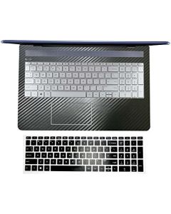 BingoBuy Palmrest Decal Sticker (2-pack) + Keyboard Protector Cover Skin for HP 15-CD 15-CC 15-CB series (15-CD, black carbon fiber)