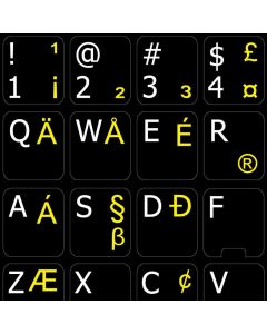 4Keyboard English US International Keyboard Stickers ON Black Background