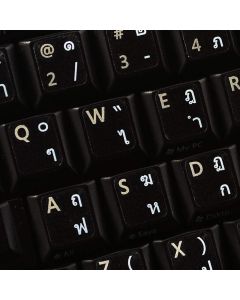 Thai Keyboard Sticker with White Lettering Transparent Background for Desktop, Laptop and Notebook