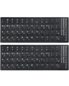 Korean Non-Transparent Keyboard Sticker with White Lettering on Black Background for Universal Computer, Laptop, Desktop, Notebook Keyboard [2PCS]