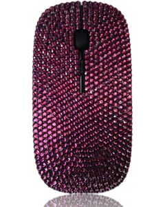 SA@ Luxury Bling Crystal Diamond Rhinestone USB Slimline Flat Wireless Mouse Gift (Purple)