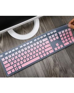 Silicone Keyboard Skin Cover Compatible with Dell Desktop KM636 KB216 Keyboard, Dell Optiplex 5250 3050 3240 5460 7450 7050, Dell Inspiron AIO 3475 3670 3477 All-in one Desktop Keyboard (Pink Ombre)